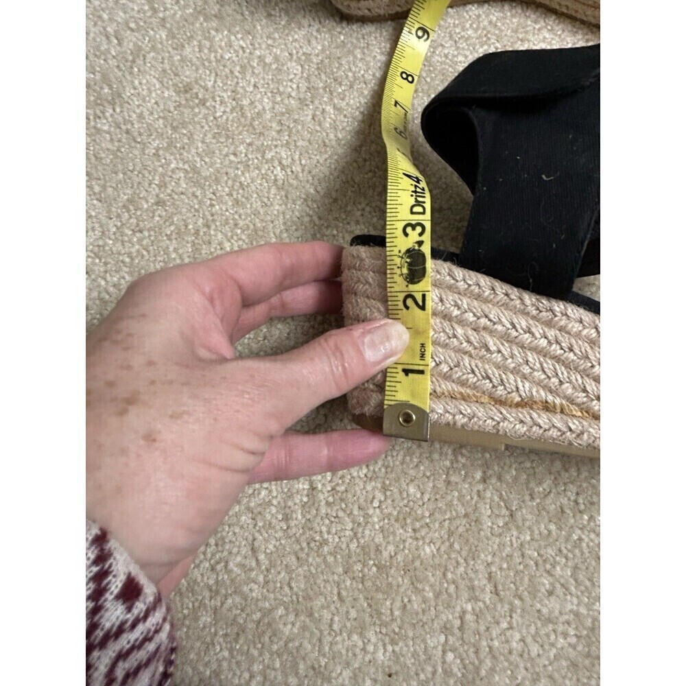 MODA SPANA Espadrilles Wedge Sandal Black Womens 8.5 Slingback Shoes Peep Toe - Picture 8 of 11